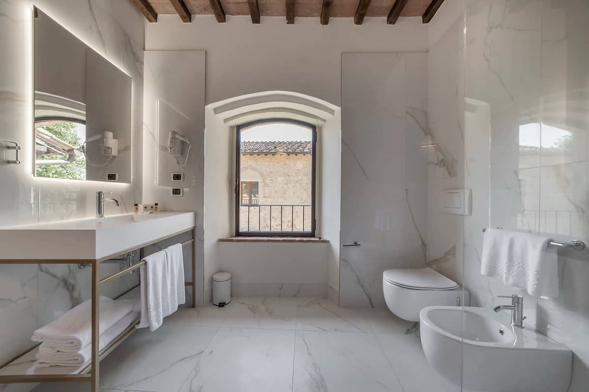 Salle de bain, Relais Della Rovere, Toscane, Italie