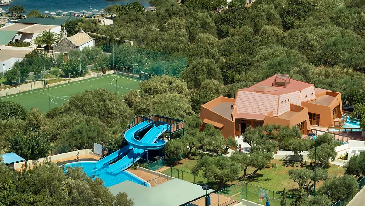 Vue aérienne du Kids Ark, Porto Elounda Golf & Spa Resort, Crète, Grèce
