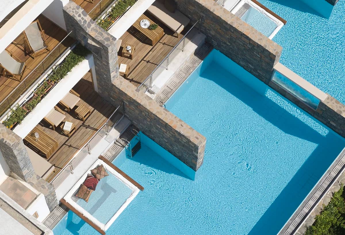 Vue sur les suites Peninsula Collection, Elounda Peninsula Luxury Resort, Crète, Grèce