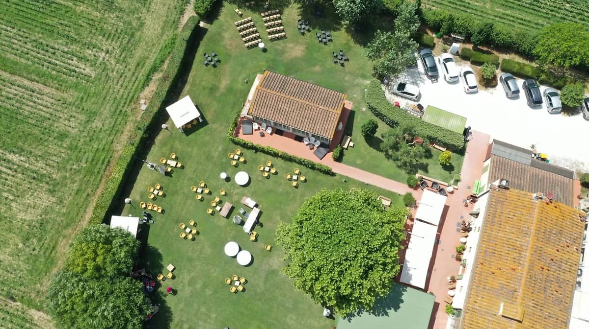 Vue aérienne, Locanda San'Agata, Toscane, Italie