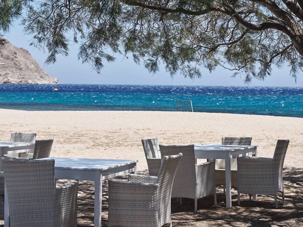 Terrasse sur la plage, Myconian Sunrise, Mylonos, Grèce