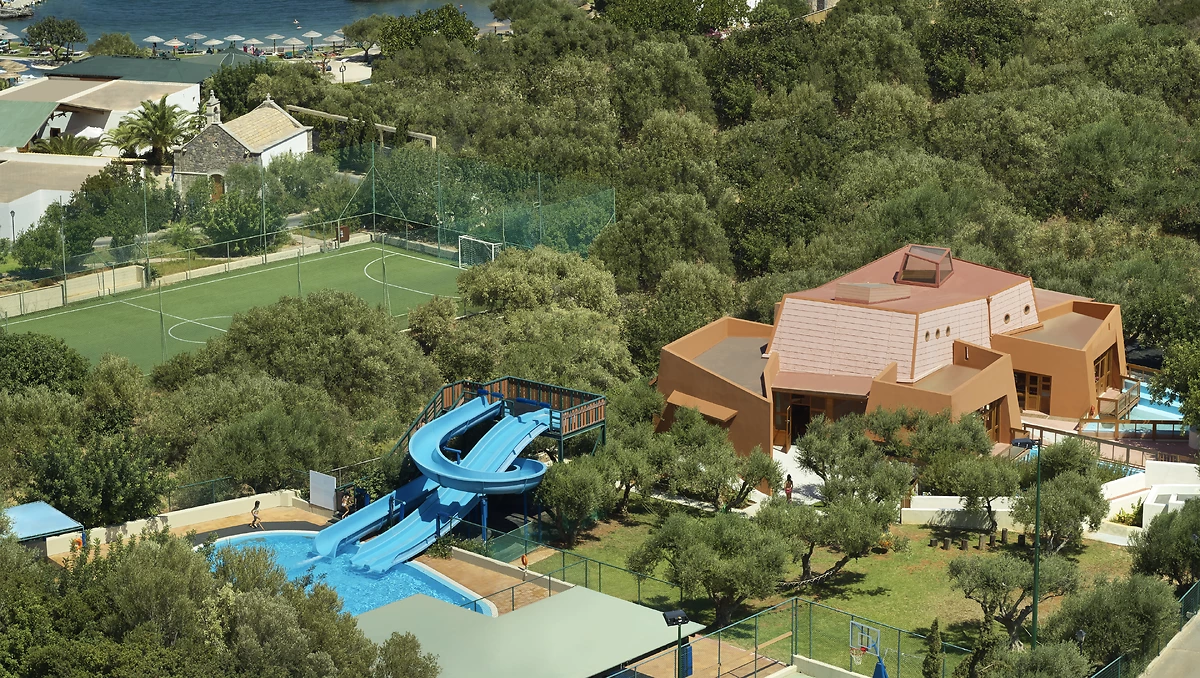 Vue aérienne du Kids Ark, Porto Elounda Golf & Spa Resort, Crète, Grèce