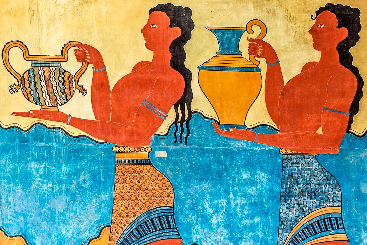 Détail d'une fresque dans le palais de Knossos, Crète