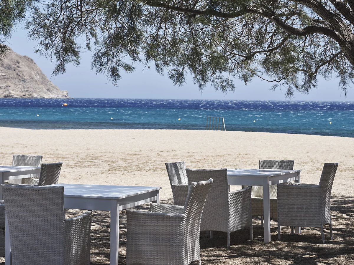 Terrasse sur la plage, Myconian Sunrise, Mylonos, Grèce