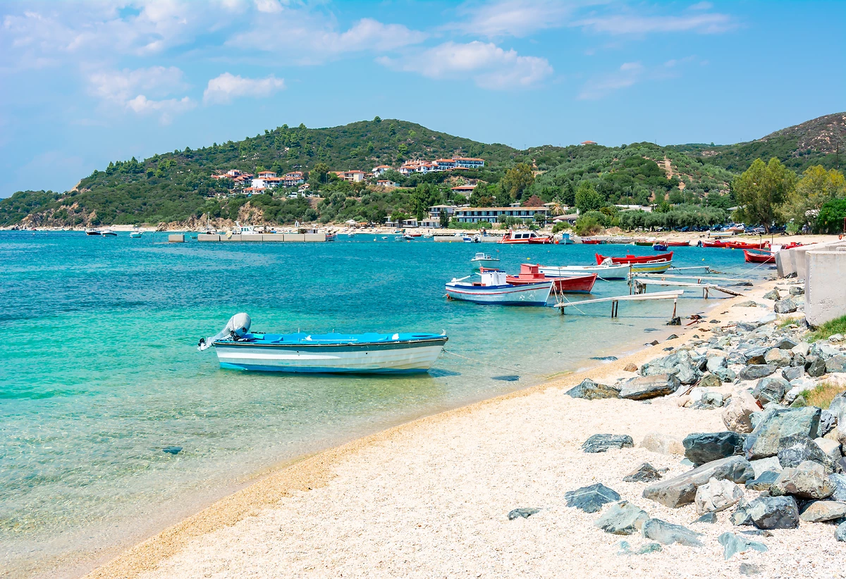 Plage d'Ouranoupolis sur la péninsule d'Athos, Chalcidique, Grèce