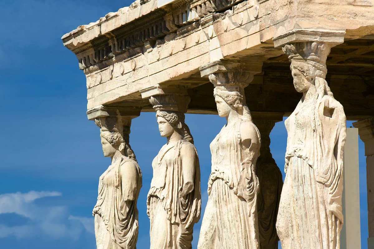 Détail des Cariatides, Acropole d'Athènes, Grèce