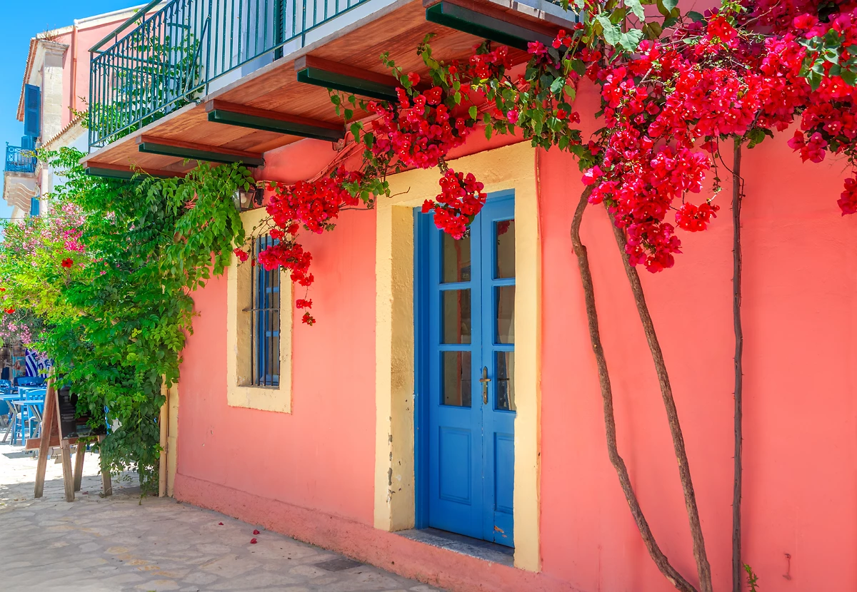 Façade de maison, Céphalonie, Îles Ioniennes, Grèce