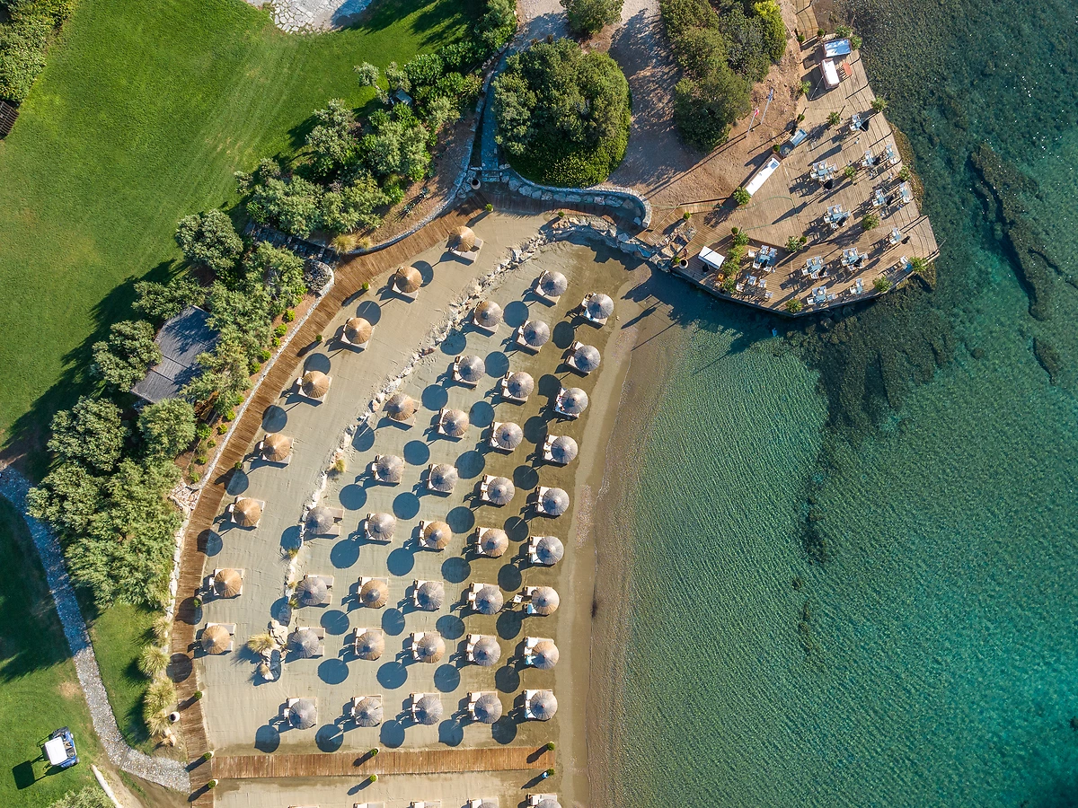 Vue aérienne de la plage, Grecotel Cape Sounio Boutique Resort, Attique, Grèce