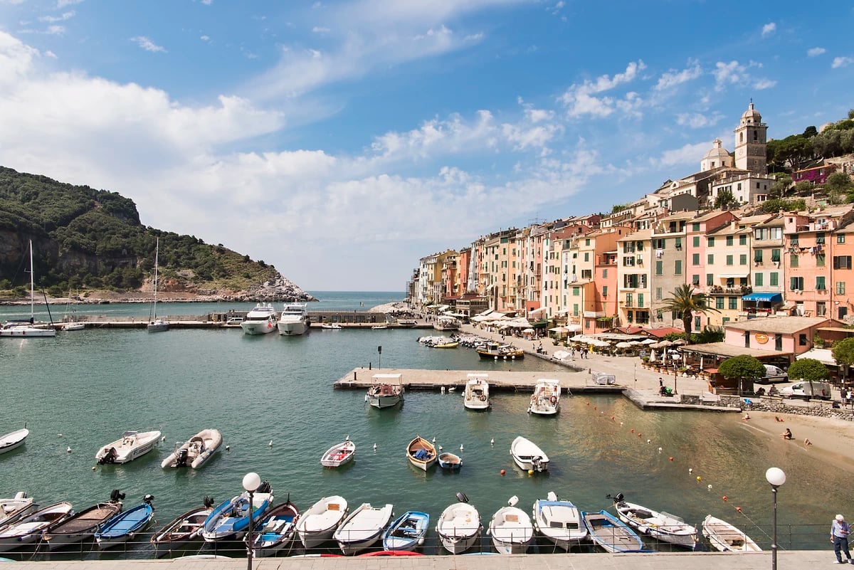 Vue depuis la terrasse, Grand Hotel Portovenere, Parc national des Cinque Terre (Cinq Terres), Ligurie, Italie