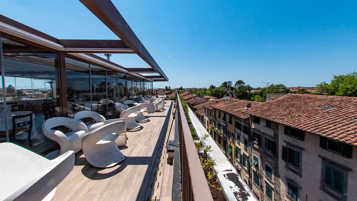Bar rooftop panorama, Grand Hotel Duomo, Pise
