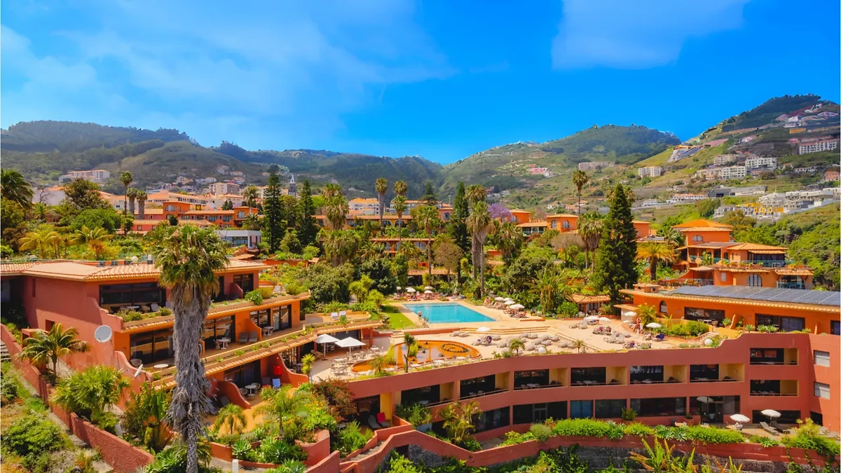 Vue aérienne de l'hôtel, Quinta Splendida Wellness & Botanical Garden, Madère, Portugal