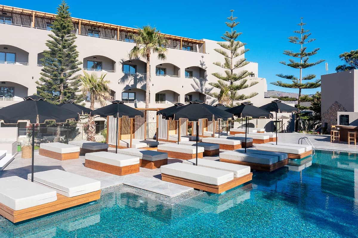 Piscine de l'hôtel, Eliros Mare, Crète, Grèce