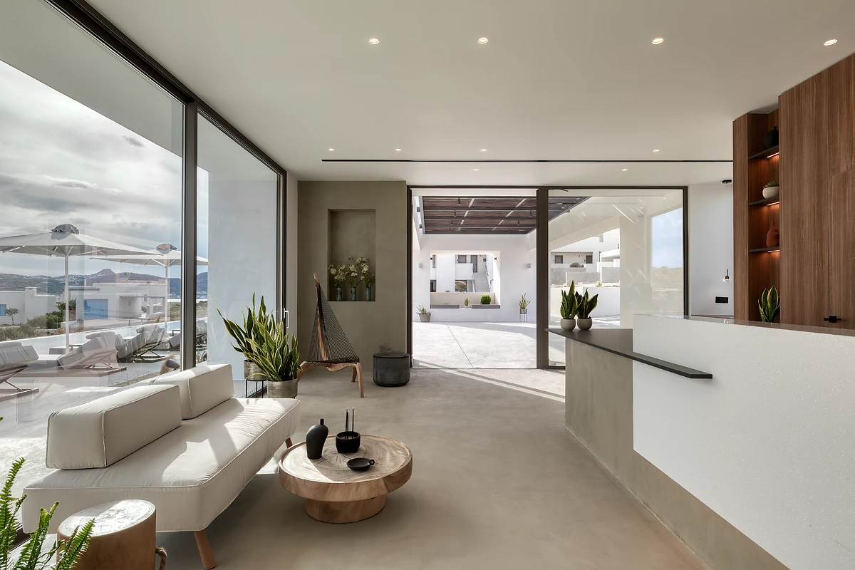 Réception, Domes White Coast Milos, Cyclades, Grèce