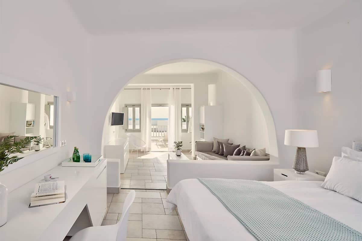 Junior Suite, Aquablue Hotel, santorin, Grèce.