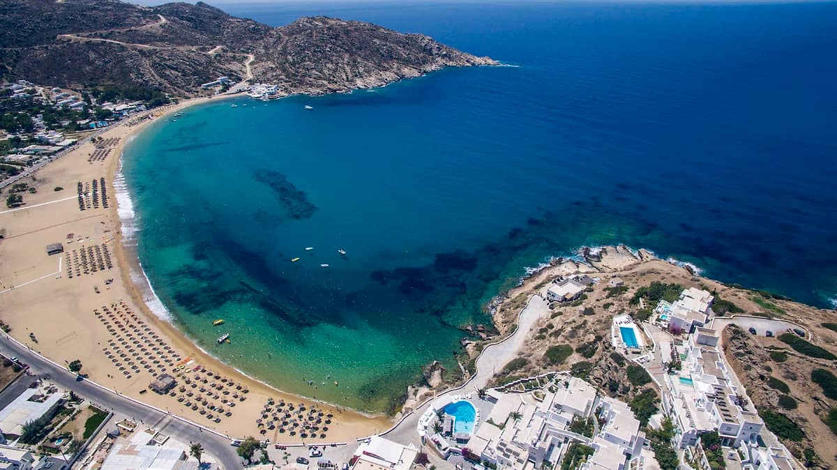 Vue aérienne, Hôtel Ios Palace, Ios, Grèce