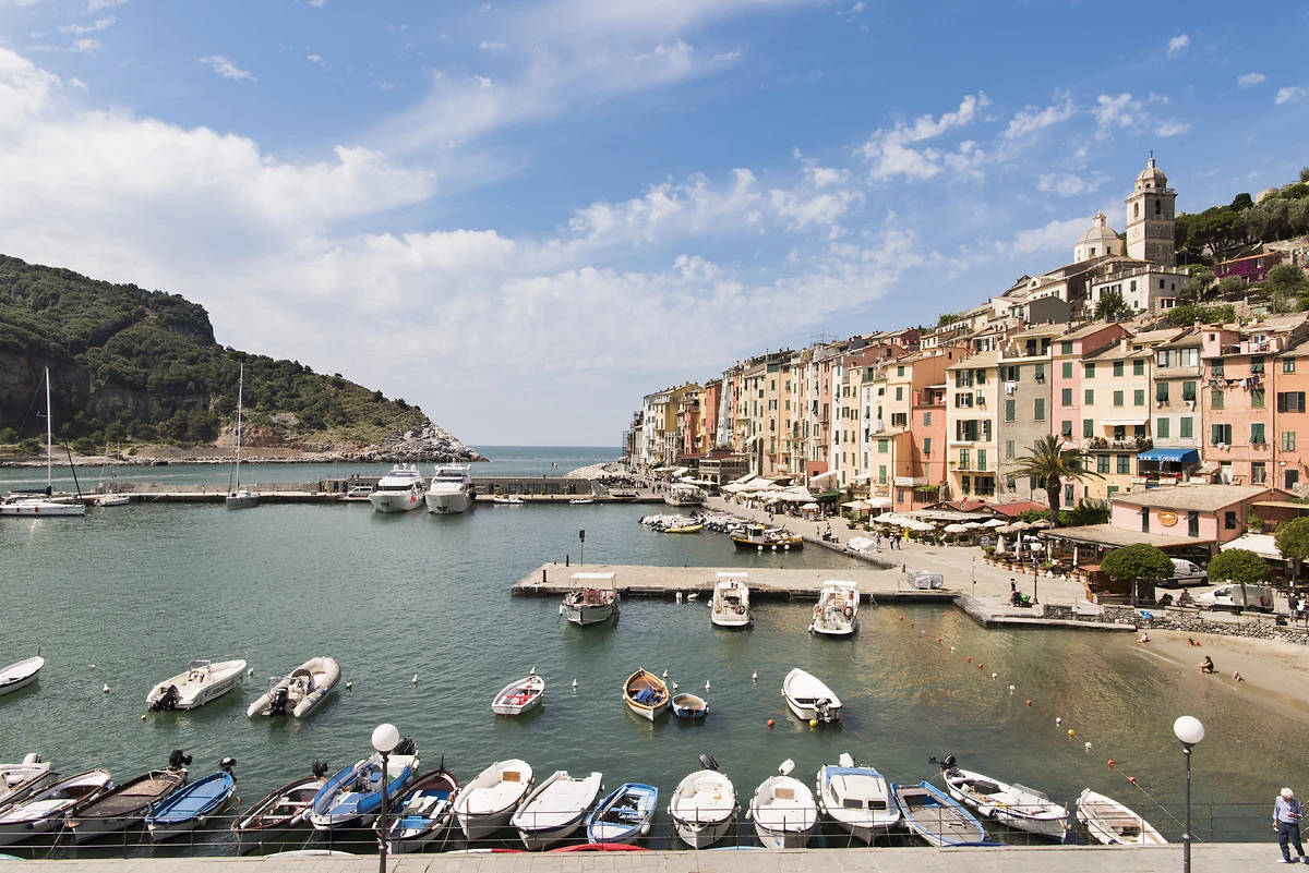 Vue depuis la terrasse, Grand Hotel Portovenere, Parc national des Cinque Terre (Cinq Terres), Ligurie, Italie