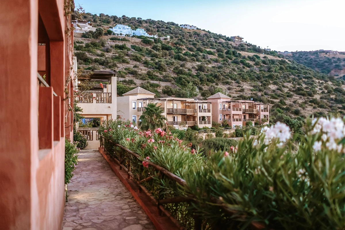 Vue des bâtiments de l'hôtel, Candia Park Village, Crète, Grèce
