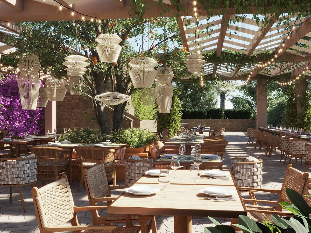 Terrasse d'un des restaurants de l'hôtel, hôtel Mangia's Brucoli