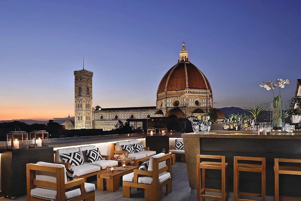 Terrasse Rooftop,Grand Hôtel Cavour, Florence, Italie.