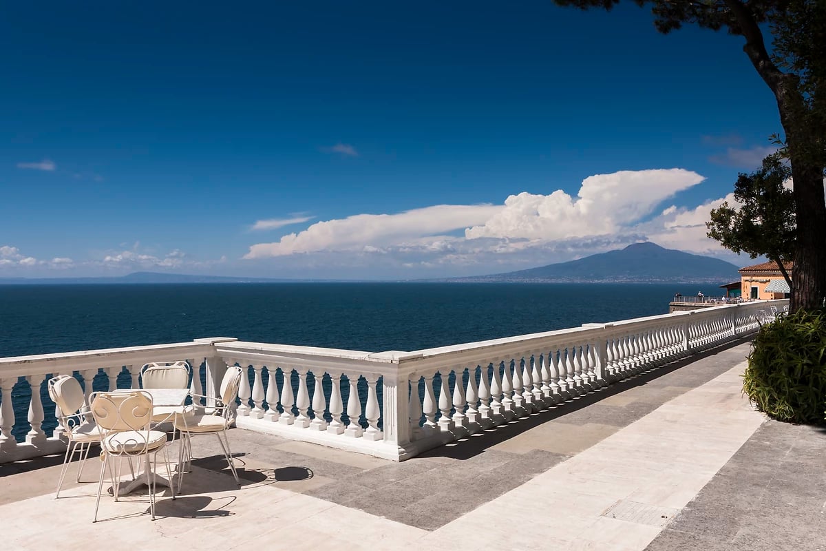 Terrasse, Grand Hotel Cocumella, Sorrente, Campanie, Italie