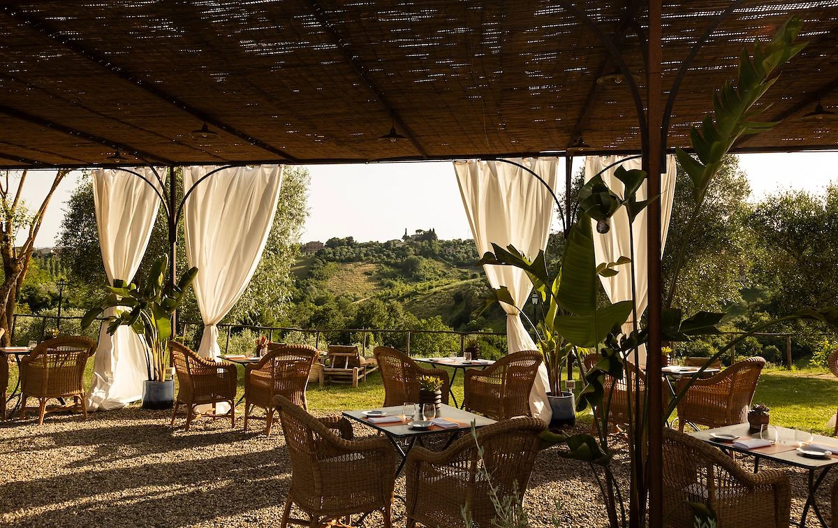 Restaurant avec vue, La Certosa di Maggiano, Toscane, Italie