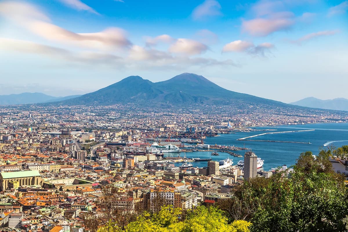 Vue aérienne, Vésuve, Naples