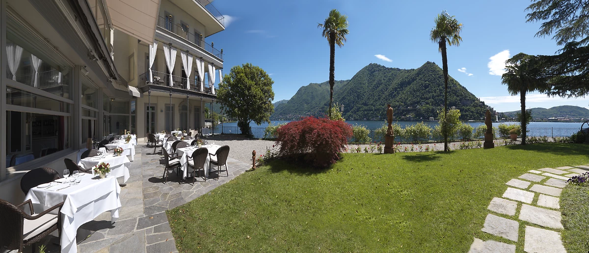 Terrasse, restaurant, hôtel Villa Flori, Côme, Lombardie, Italie