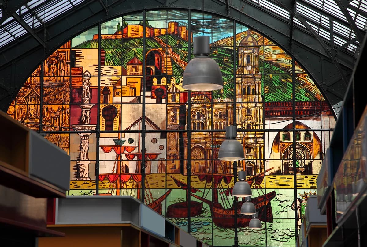 Vitrine du marché central de Malaga, Andalousie, Espagne