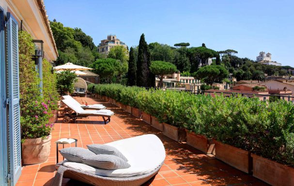 Terrasse, Suite Nijinsky, Hotel de Russie, Rome, Italie