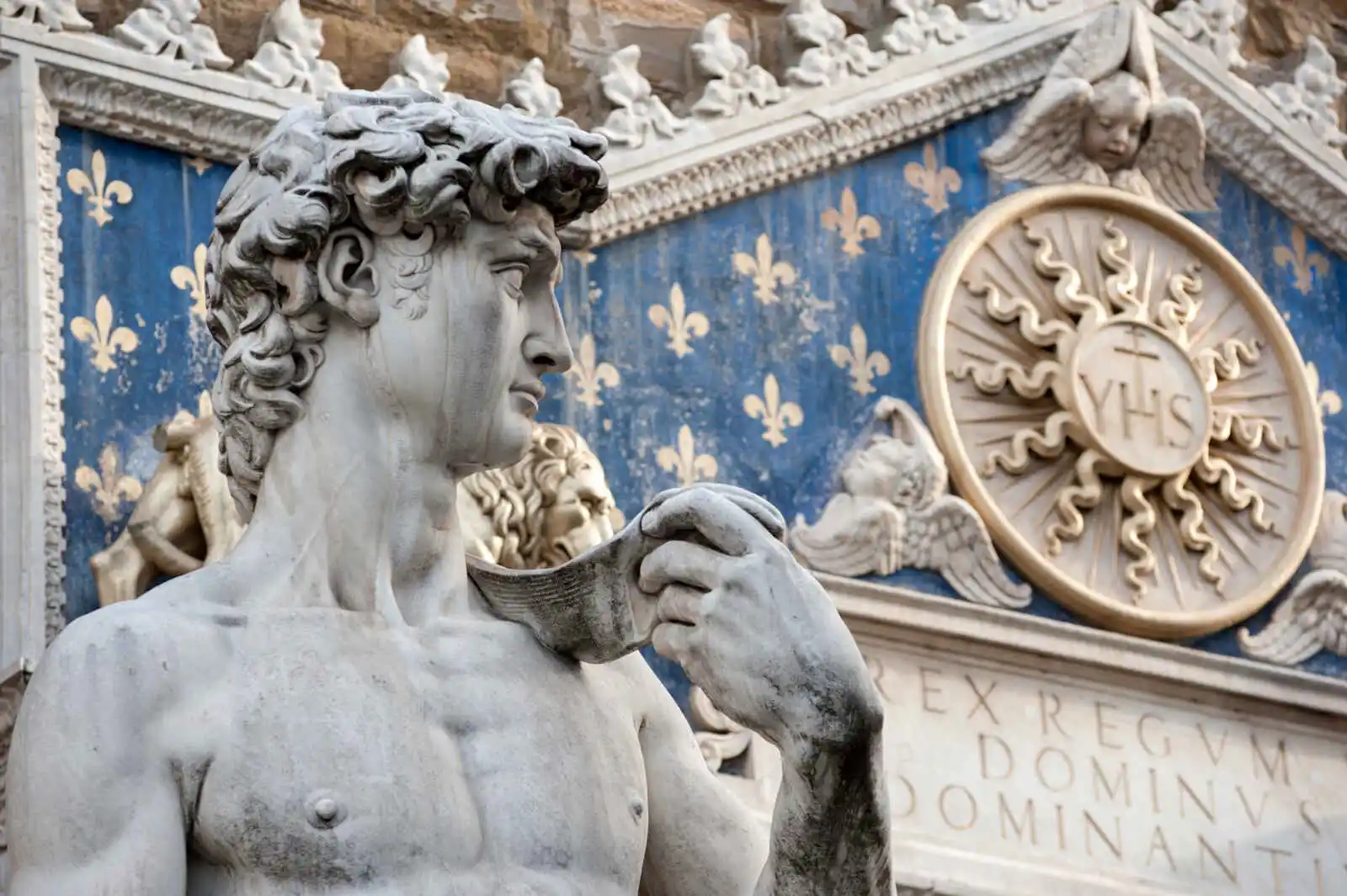 Copie du David de Michel-Ange, à l'entrée du Palazzo Vecchio, Galerie de l'Académie des Beaux-Arts, Florence
