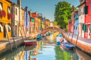 Maisons colorées, île de Burano, Venise, Vénétie, Italie