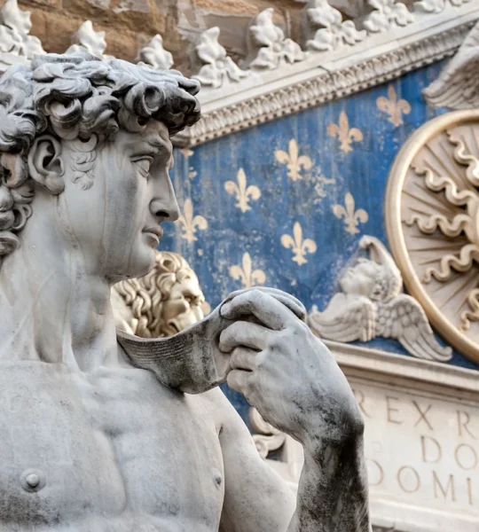 Copie du David de Michel-Ange, à l'entrée du Palazzo Vecchio, Galerie de l'Académie des Beaux-Arts, Florence