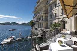 Terrasse, restaurant, hôtel Villa Flori, Côme, Lombardie, Italie