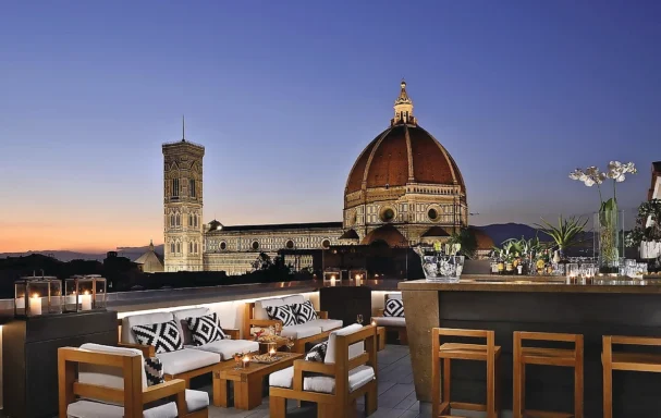 Terrasse Rooftop,Grand Hôtel Cavour, Florence, Italie.