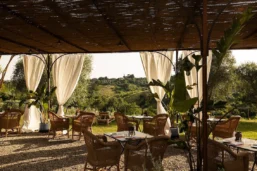 Restaurant avec vue, La Certosa di Maggiano, Toscane, Italie