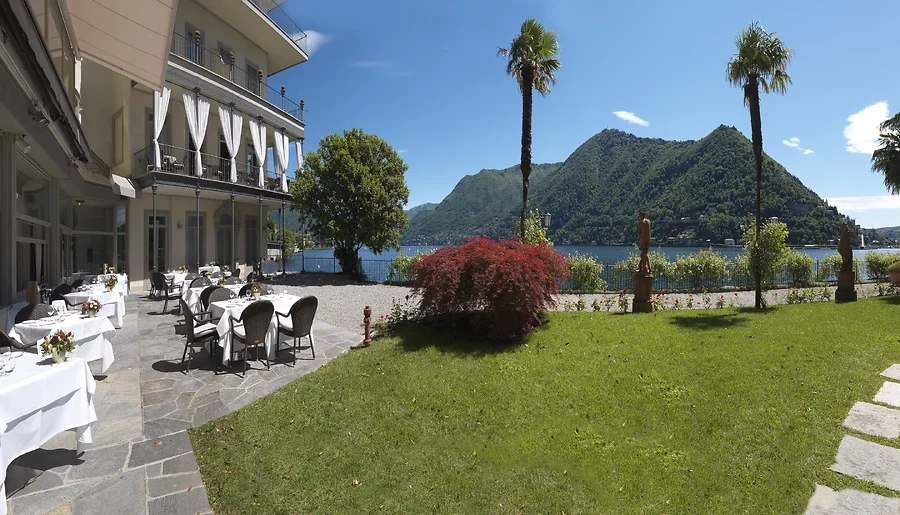Terrasse, restaurant, hôtel Villa Flori, Côme, Lombardie, Italie